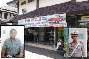 Kantor Samsat Kab Lumajang. P Satrio, Adpel Samsat Lumajang dan AKP Rido Tri Putranto, Kasatlantas (inset).