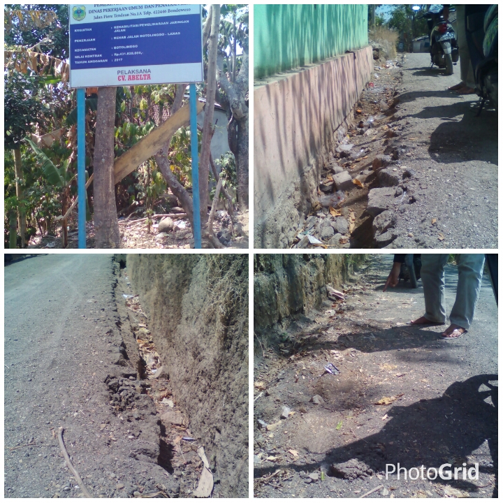 Pelaksanaan kegiatan Rehabilitasi Pemeliharaan Jaringan Jalan Botolinggo Lanas tahun 2017