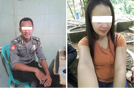 Ar, Oknum anggota Polsek Wonoasih (kiri) dan Rtn selingkuhannya (kanan)